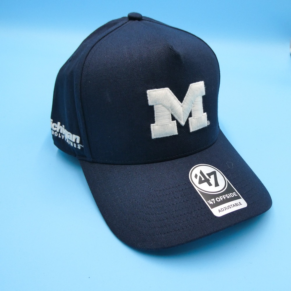 '47 Brand Hat Mens One Size Michigan Wolverines Navy Blue Cotton Adjustable Cap